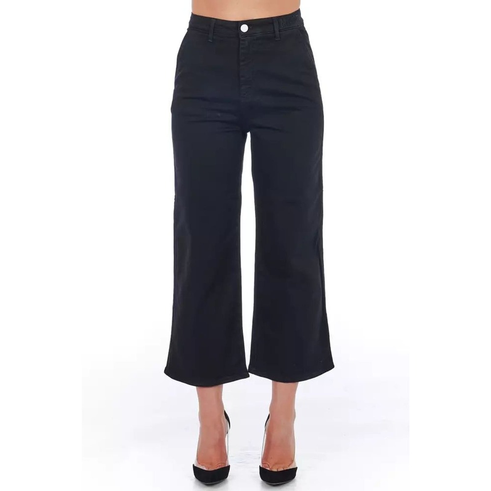 Frankie Morello Chic High-Waist Cropped Trousers - Versatile Black NWT